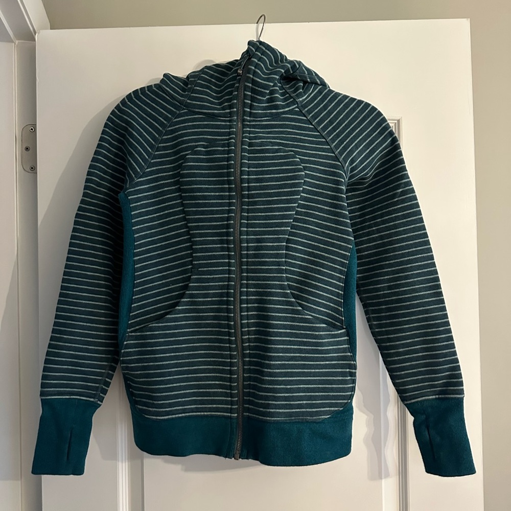 Lululemon zip up sweatshirt teal green striped